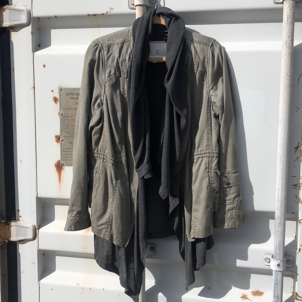 Unique military jacket with nice sweater accent